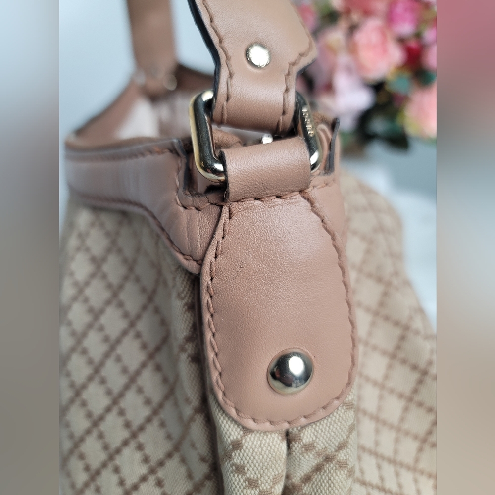 Gucci Beige/Pink Diamante Canvas And Leather Medium Sukey Hobo - Picture 16 of 17